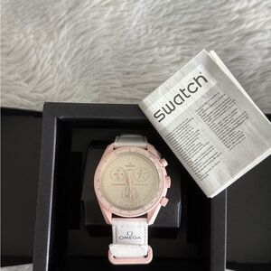 Omega Pink and White Chronograph Watch